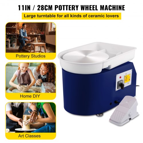Pottery Wheel 28cm Pottery Forming Machine with Detachable Basin Foot Pedal