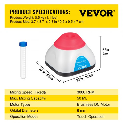 Vortex Mixer 3000RPM Mini Vortex Mixer Shaker Touch Function Scientific
