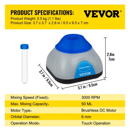 Vortex Mixer 3000rpm Mini Vortex Mixer Shaker Touch Function Scientific