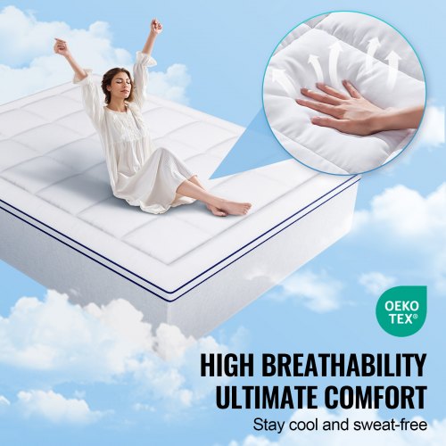 Mattress Topper Queen Size 1 Thickness Fiber Fill Pad with Detachable