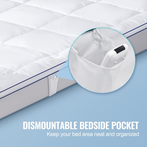 Mattress Topper Queen Size 1 Thickness Fiber Fill Pad with Detachable