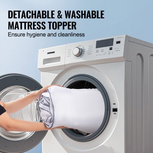 Mattress Topper Queen Size 1 Thickness Fiber Fill Pad with Detachable