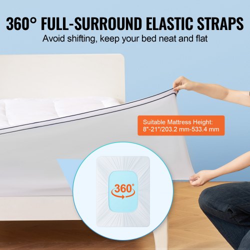 Mattress Topper Queen Size 1 Thickness Fiber Fill Pad with Detachable