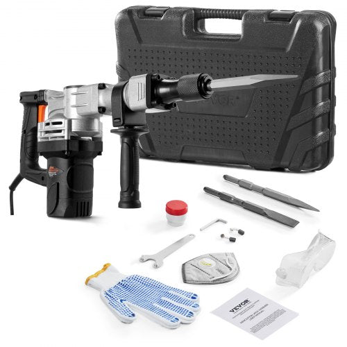 Demolition Jack Hammer 1400W Electric Jackhammer Heavy Duty 2pcs Chisels