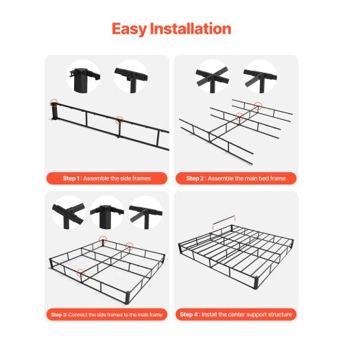 Box Spring King Size Bed Frame with Washable Fabric Cloth Heavy Duty Metal