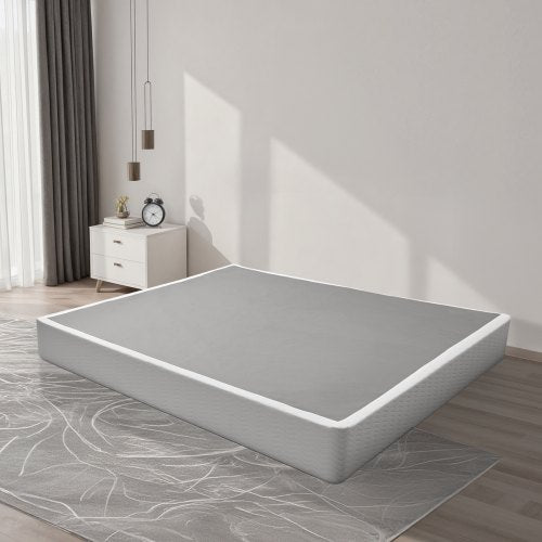 Box Spring King Size Bed Frame with Washable Fabric Cloth Heavy Duty Metal