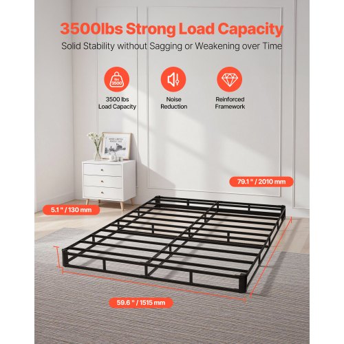 Box Spring Queen Size Bed Frame with Washable Fabric Cloth Heavy Duty