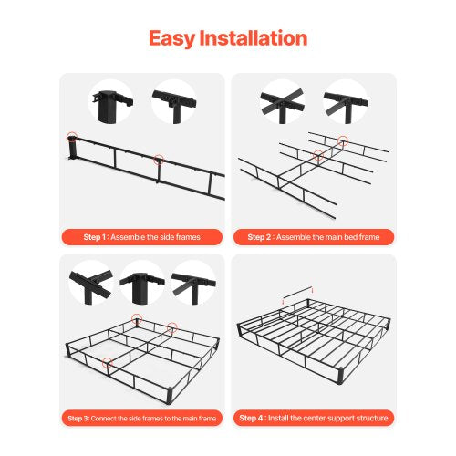Box Spring Queen Size Bed Frame with Washable Fabric Cloth Heavy Duty