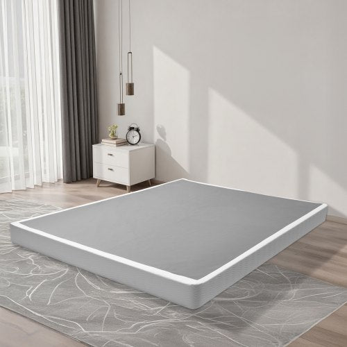 Box Spring Queen Size Bed Frame with Washable Fabric Cloth Heavy Duty