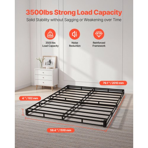 Box Spring Queen Size Bed Frame with Washable Fabric Cloth Heavy Duty 1