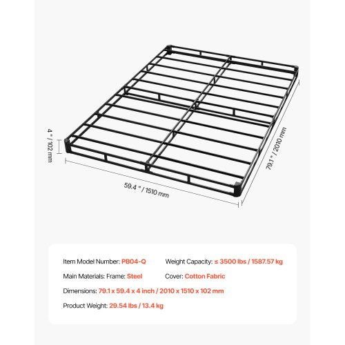 Box Spring Queen Size Bed Frame with Washable Fabric Cloth Heavy Duty 1