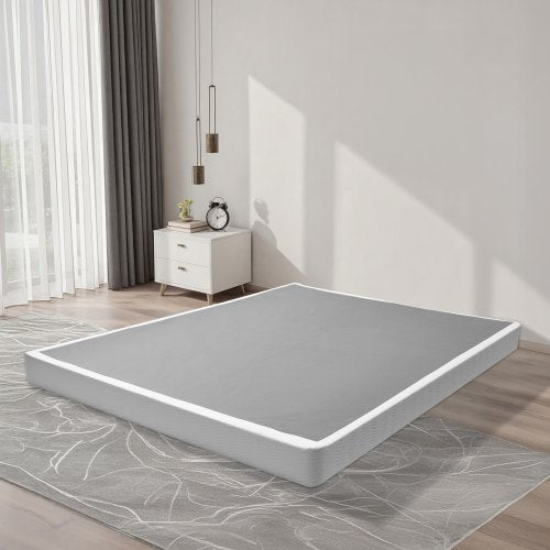 Box Spring Queen Size Bed Frame with Washable Fabric Cloth Heavy Duty 1