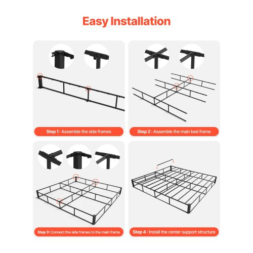 Box Spring Queen Size Bed Frame with Washable Fabric Cloth Heavy Duty
