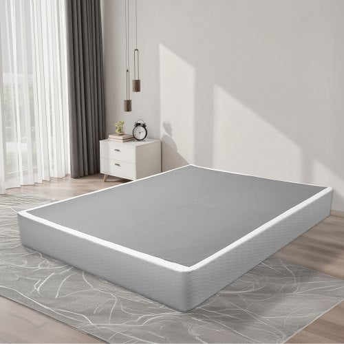 Box Spring Queen Size Bed Frame with Washable Fabric Cloth Heavy Duty