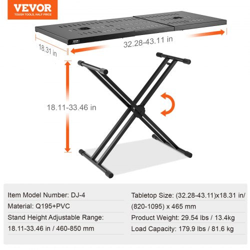 DJ Table Stand 3243 x 18 Portable DJ Laptop and Controller Stand
