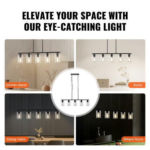 5Light Kitchen Island Pendant Lights 60W Adjustable Dining Room Light