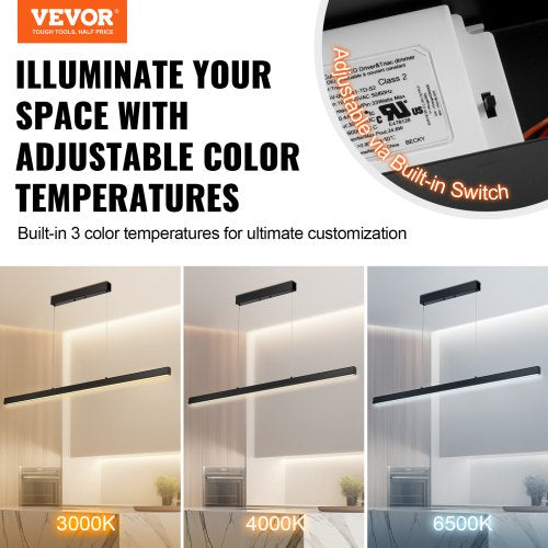 Dimmable Linear Pendant Light 20W 47 in LED Linear Light Fixture