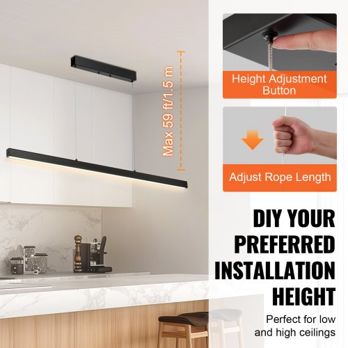 Dimmable Linear Pendant Light 20W 47 in LED Linear Light Fixture