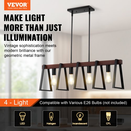 4Light Kitchen Island Pendant Lights 60W Adjustable Dining Room Light E26