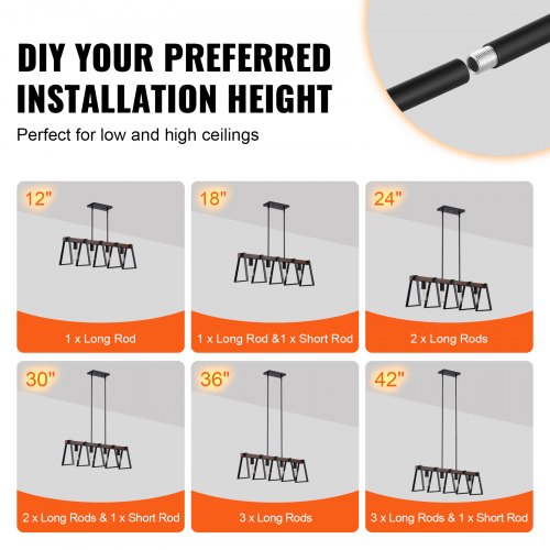 4Light Kitchen Island Pendant Lights 60W Adjustable Dining Room Light E26