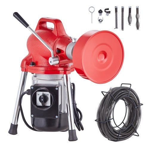 Drain Cleaner Machine 66FT x 58 Inch 250W Electric Sewer Snake Auger