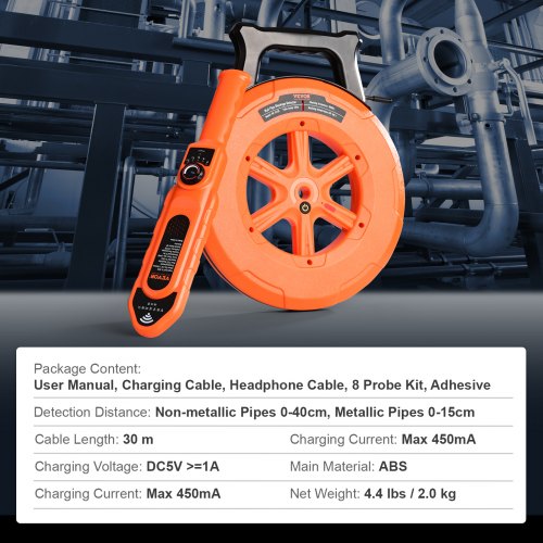 Pipe Locators 100ft30m PVC Pipe Locators Underground IP67 Waterproof Pipe