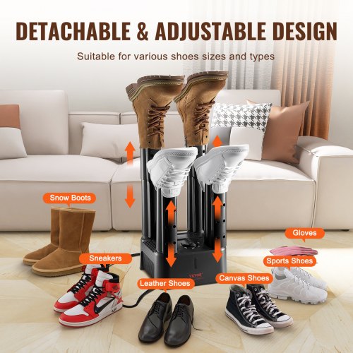 Detachable 4 Tubes Shoe Dryer Portable Boot Dryer with Timer Boot