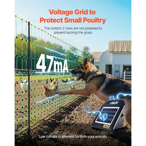 Electric Fence Netting 48 H x 100 L PE Net Fencing Kit with Posts