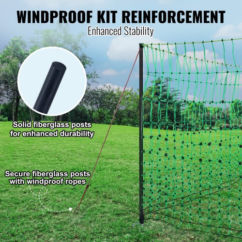 Electric Fence Netting 48 H x 168 L PE Net Fencing Kit with Posts