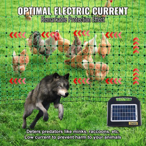 Electric Fence Netting 48 H x 168 L PE Net Fencing Kit with Posts