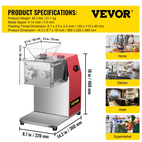 Commercial Meat Cutting Machine 551 LbsH 850W Meat Shredding Machine