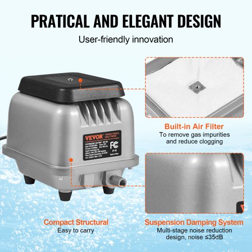 Linear Air Pump 90LMin Air Flow Septic Aerator Pump Aeration System for 14 Acre