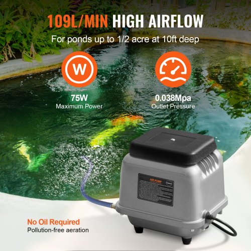 Linear Air Pump 109LMin Air Flow Septic Aerator Pump Aeration System for 12