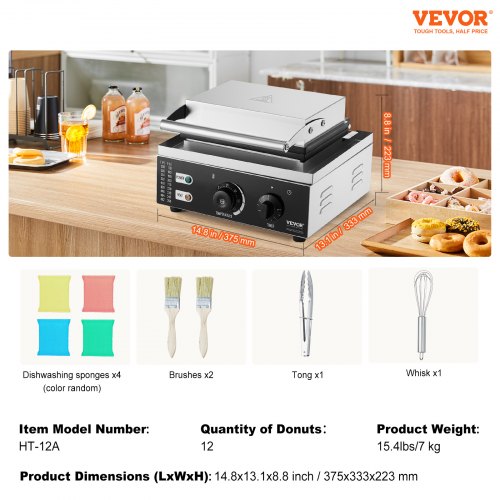 Electric Donut Maker 1550W Commercial Doughnut Machine with Nonstick
