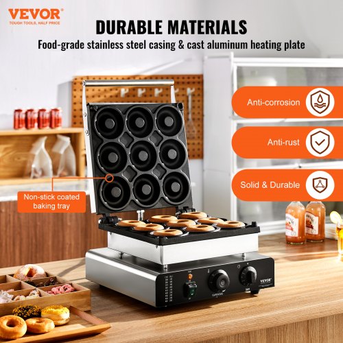 Electric Donut Maker 2000W Commercial Doughnut Machine with Nonstick