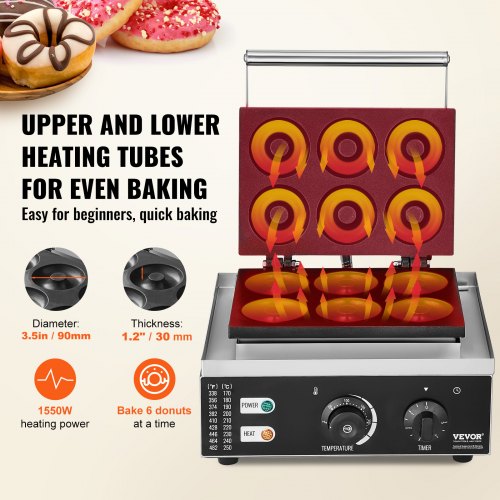 Electric Donut Maker 1550W Commercial Doughnut Machine with Nonstick