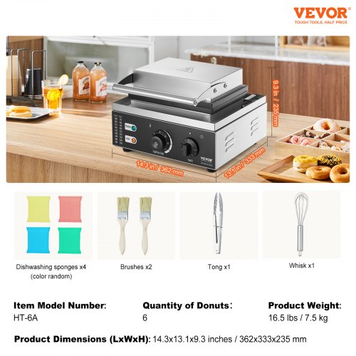 Electric Donut Maker 1550W Commercial Doughnut Machine with Nonstick