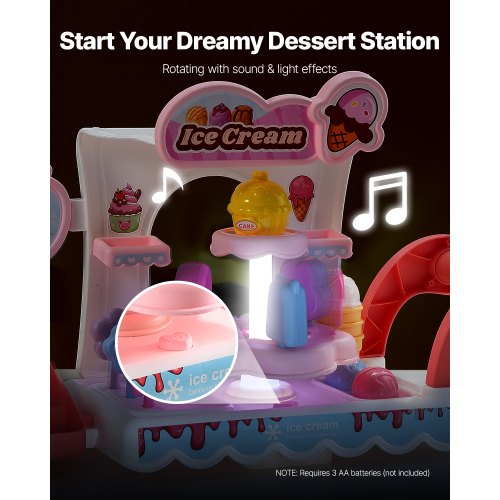 Ice Cream Cart for Kids 27 PCS Accessories Pretend Play Store with Storage