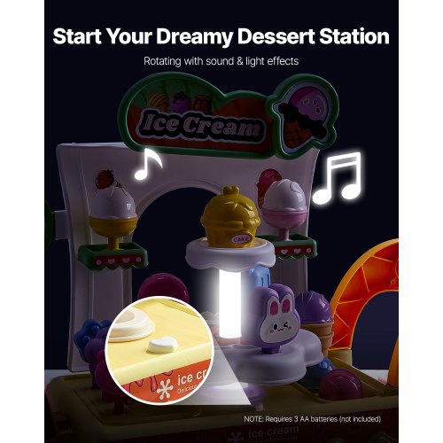 Ice Cream Cart for Kids 27 PCS Accessories Pretend Play Store with Storage