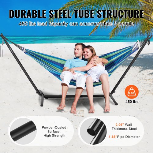 Portable Hammock Stand 450lbs Capacity Steel Hammock Stand for 2 Person