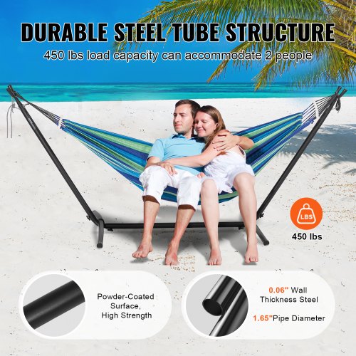 Portable Hammock Stand 450lbs Capacity Steel Hammock Stand for 2 Person 1