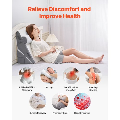 Bed Wedge Pillow for Sleeping 3 Pcs Adjustable Orthopedic Bed Wedge Set