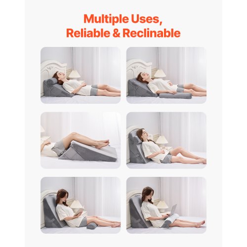Bed Wedge Pillow for Sleeping 3 Pcs Adjustable Orthopedic Bed Wedge Set