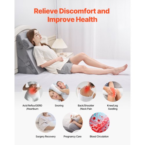Bed Wedge Pillow for Sleeping 3 Pcs Adjustable Orthopedic Bed Wedge Set