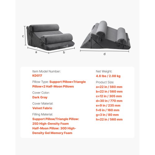 Wedge Pillow for Sleeping 4 Pcs Adjustable Orthopedic Bed Wedge Set