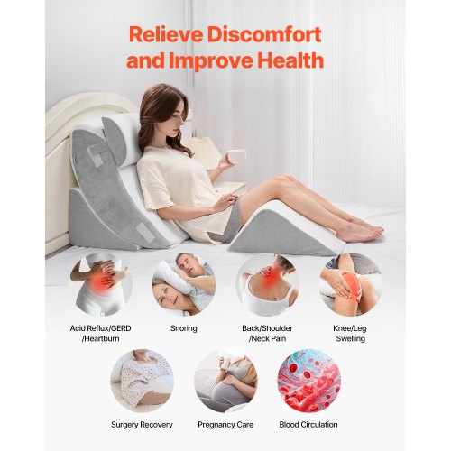 Wedge Pillow for Sleeping 4 Pcs Adjustable Orthopedic Bed Wedge Set