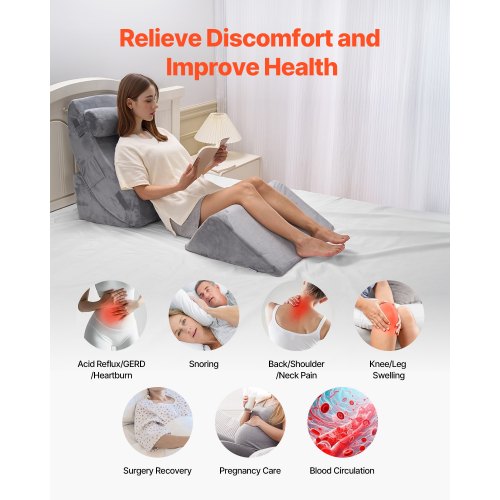Wedge Pillow for Sleeping 4 Pcs Adjustable Orthopedic Bed Wedge Set