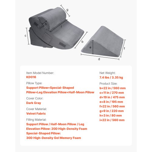 Wedge Pillow for Sleeping 4 Pcs Adjustable Orthopedic Bed Wedge Set