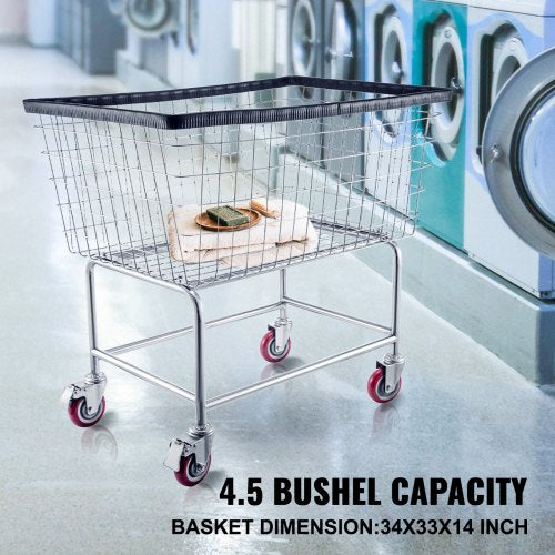 Wire Laundry Cart 45 Bushel Wire Laundry Basket with Wheels