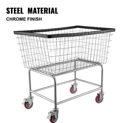 Wire Laundry Cart 45 Bushel Wire Laundry Basket with Wheels